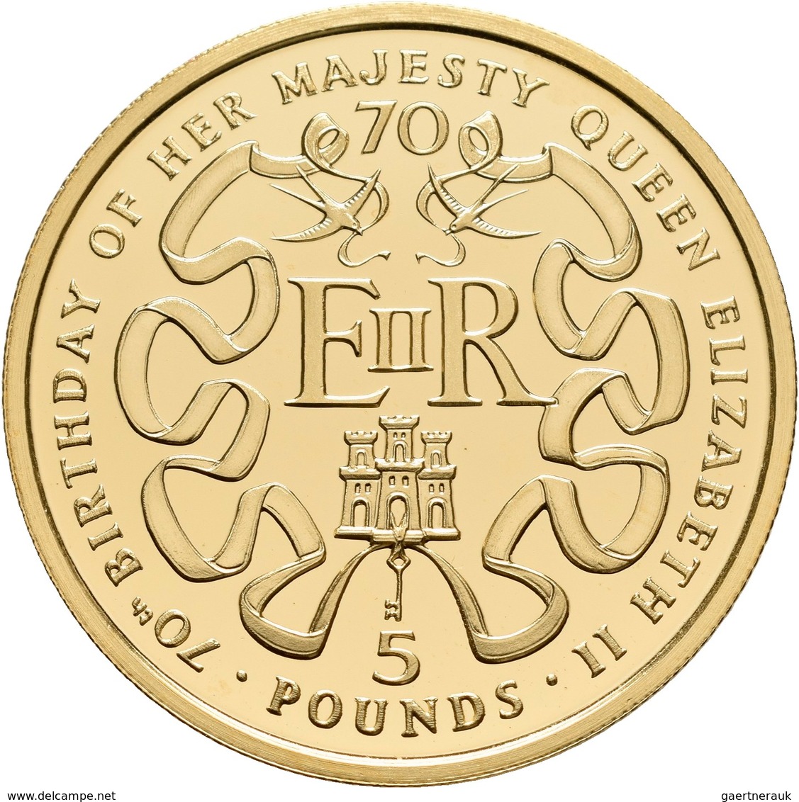 Gibraltar - Anlagegold: Elizabeth II. 1952 -,: 5 Pounds 1996. 70 Geburtstag Queen Elizabeth II. KM# - Gibraltar