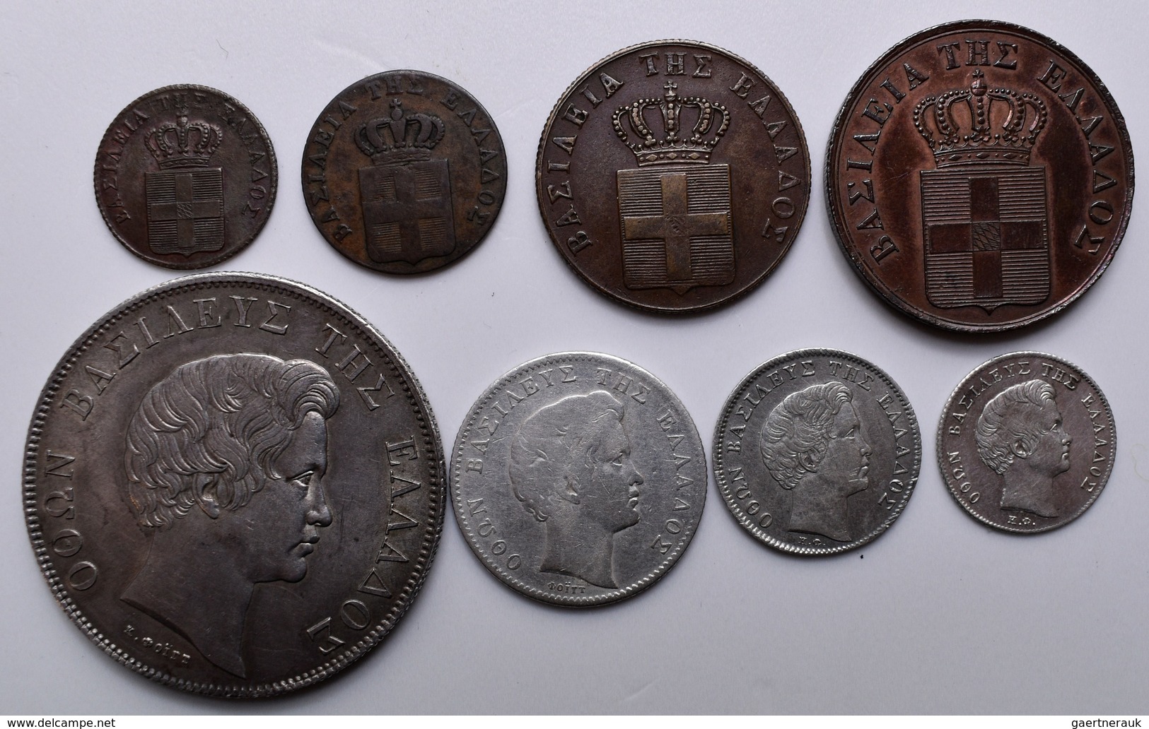 Griechenland: Lot 8 Münzen, Erste Serie Des Königreichs, Dabei: 1 Lepton 1833, KM# 13; 2 Lepta 1838, - Grèce
