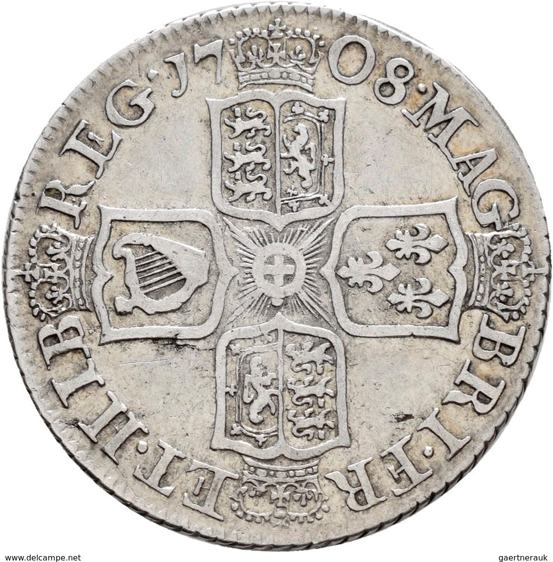 Großbritannien: Anne 1702-1714: Shilling 1708, 5,91 G, KM# 523, Sehr Schön. - Sonstige & Ohne Zuordnung