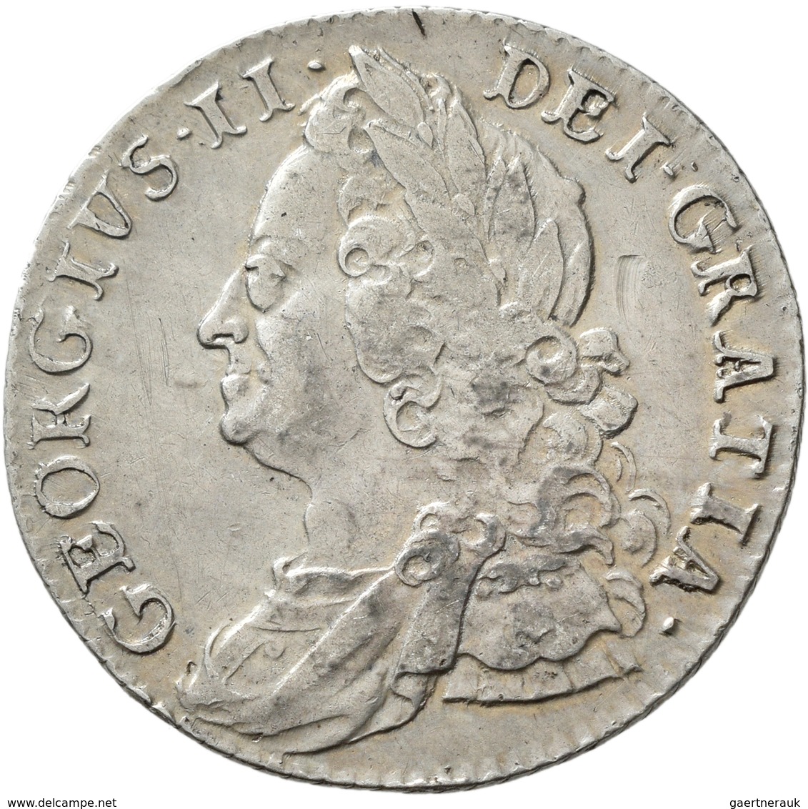 Großbritannien: Georg II. 1727-1760: Lot 4 Stück; Shilling 1737, 1743, 1745, 1750, sehr schön, sehr