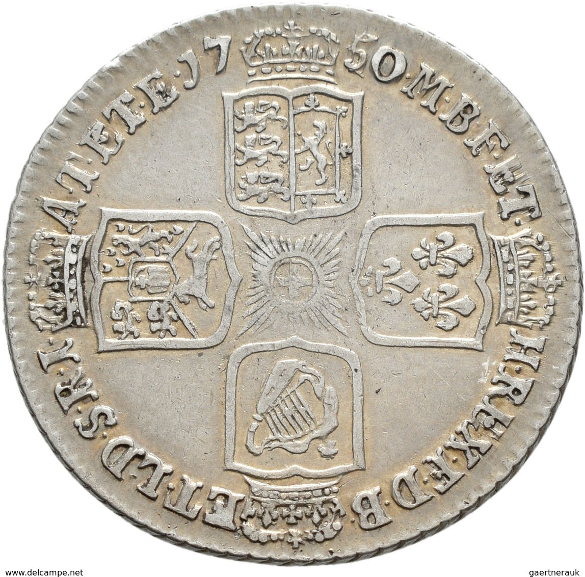 Großbritannien: Georg II. 1727-1760: Lot 4 Stück; Shilling 1737, 1743, 1745, 1750, sehr schön, sehr