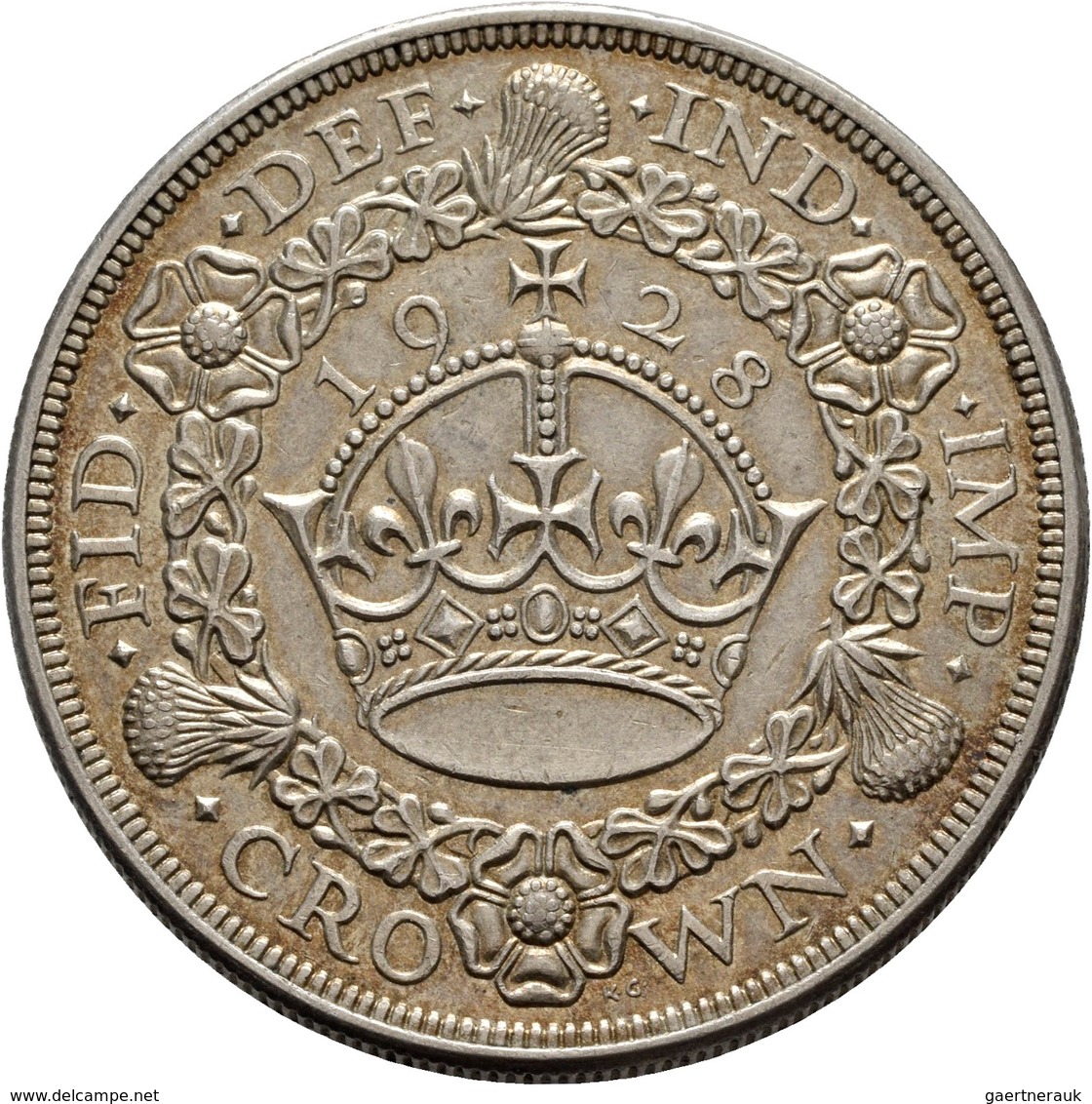 Großbritannien: Georg V. 1910-1936: Crown 1928, Davenport 110, Seaby 4036, Sehr Schön. - Autres & Non Classés