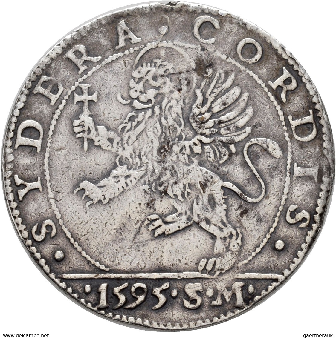 Italien: Venedig, Marino Grimani 1595-1605: Osella 1595 Anno I, 10,1 G, Henkelspur (mount Mark), Seh - 1861-1878 : Victor Emmanuel II