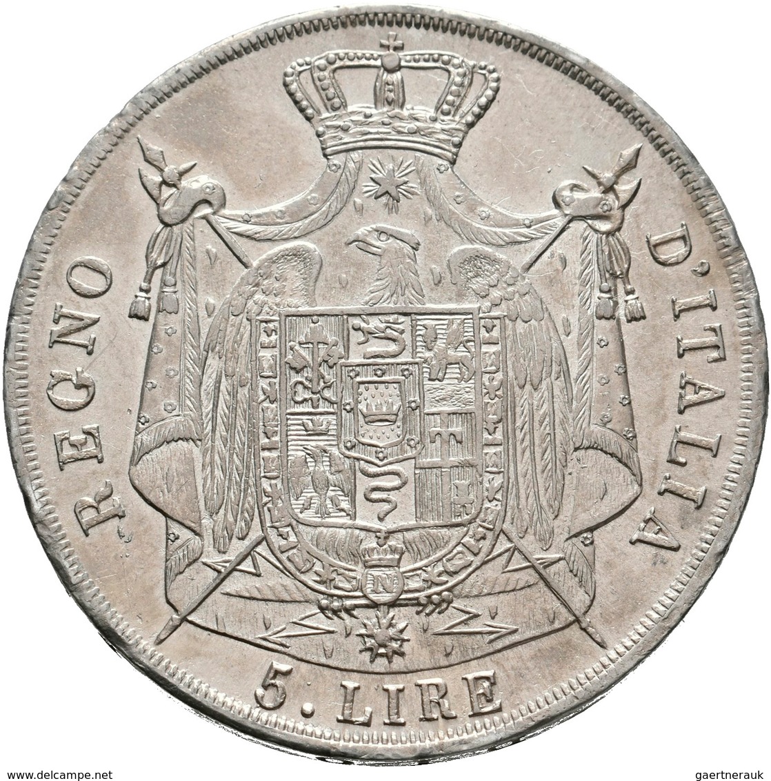 Italien: Napoleon I. 1805-1814: 5 Lire 1811 M (Mailand). Davenport 202, Pagani 29, Montenegro 225. 2 - 1861-1878 : Victor Emmanuel II.