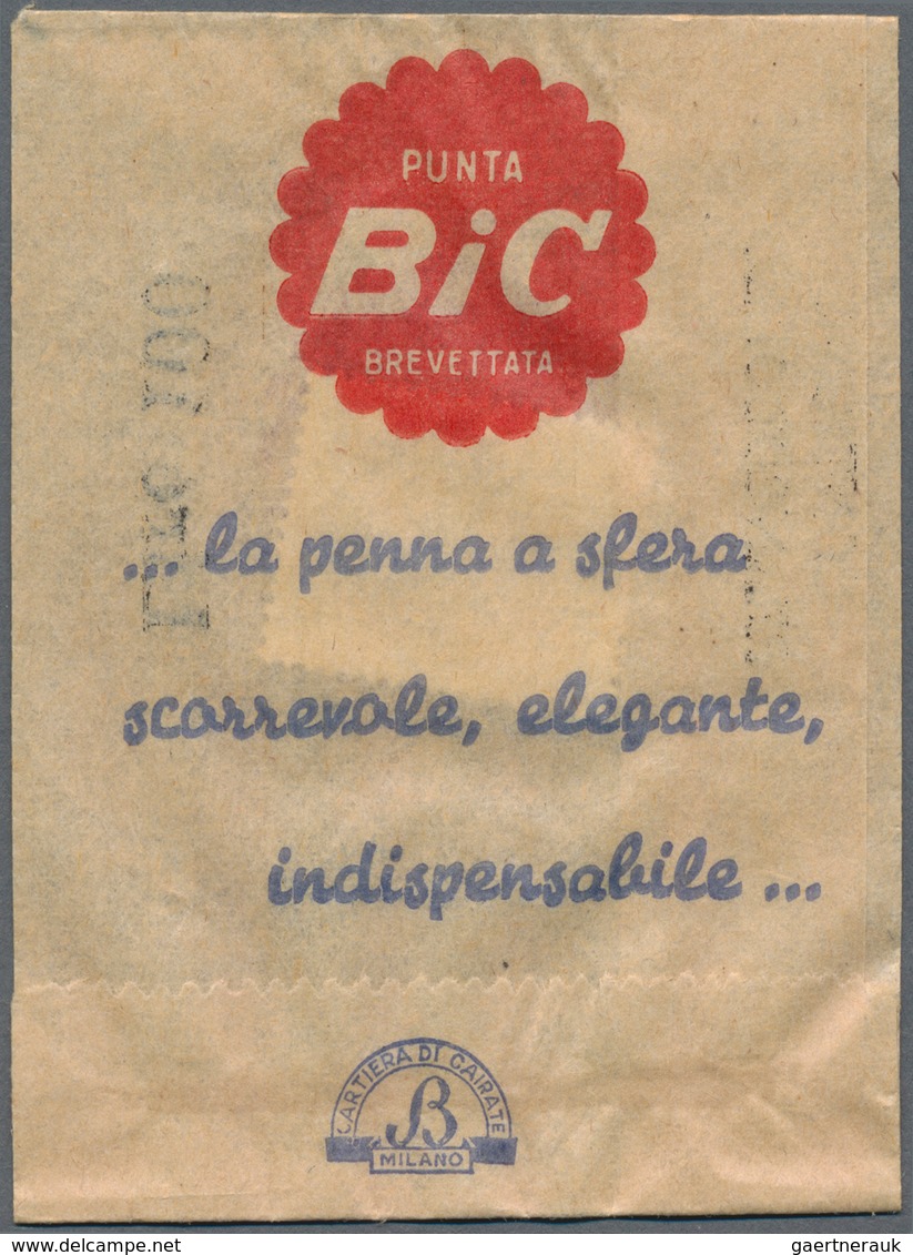 Italien: Lot 2 Stück Briefmarkennotgeld; "Punta BIC Brevettata", 2 Bedruckte Pergamenttütchen Mit Je - 1861-1878 : Victor Emmanuel II.
