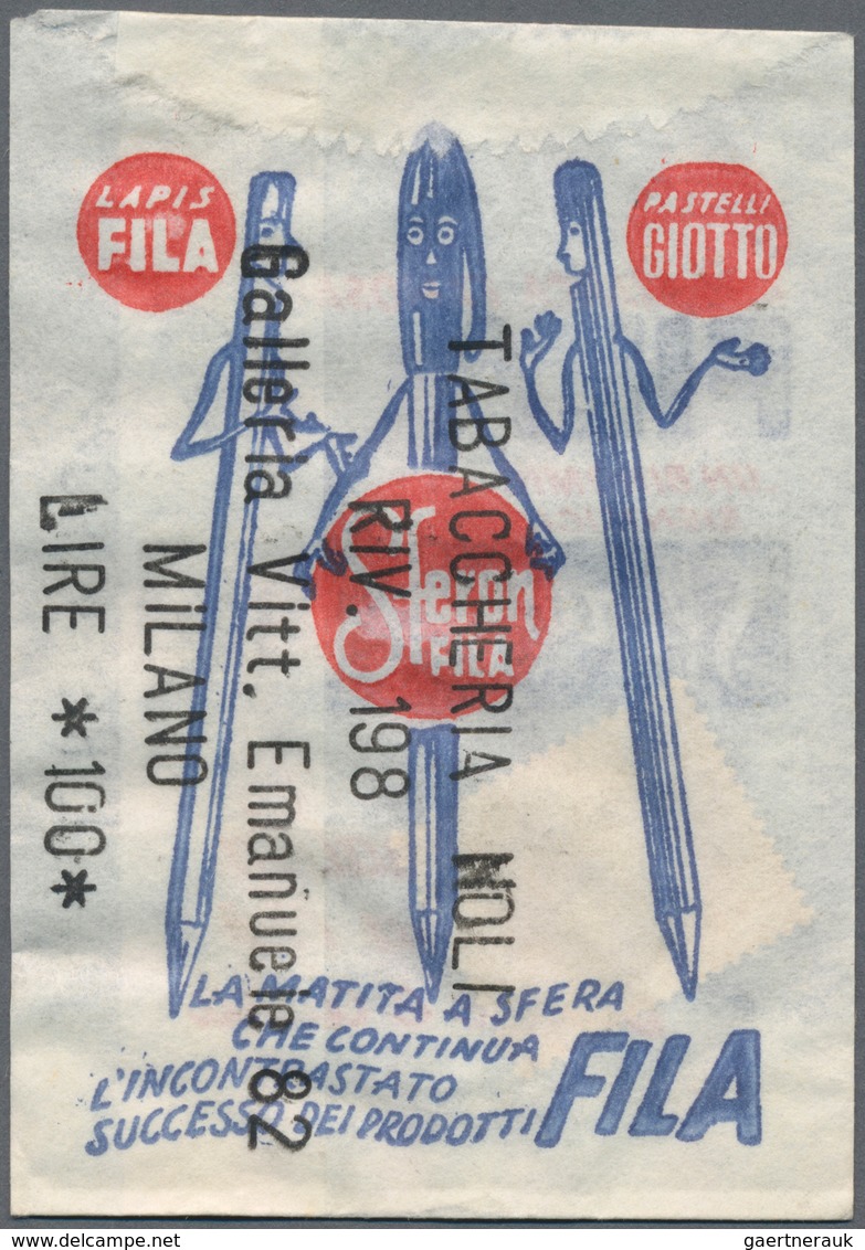 Italien: Lot 2 Stück Briefmarkennotgeld; "Tabaccheria Noli RIV. 1998 Galleria Vitt. Emanuele 82, Mil - 1861-1878 : Victor Emmanuel II
