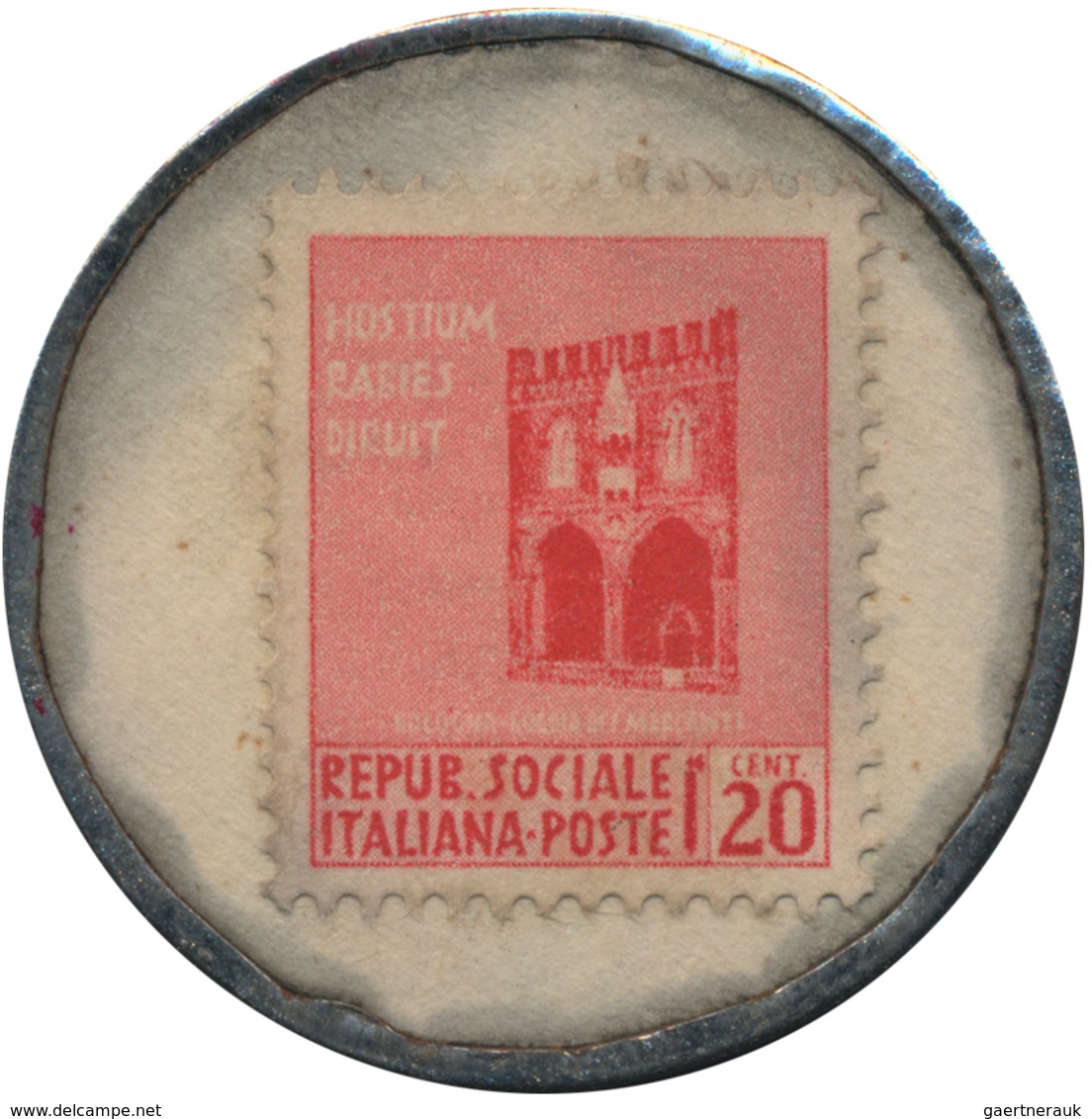 Italien: Lot 2 Stück; Briefmarken-Kapsel-Geld "Acqua Nocera Umbra - Farmacia Crocetti", Zu 20 Und Zu - 1861-1878 : Victor Emmanuel II