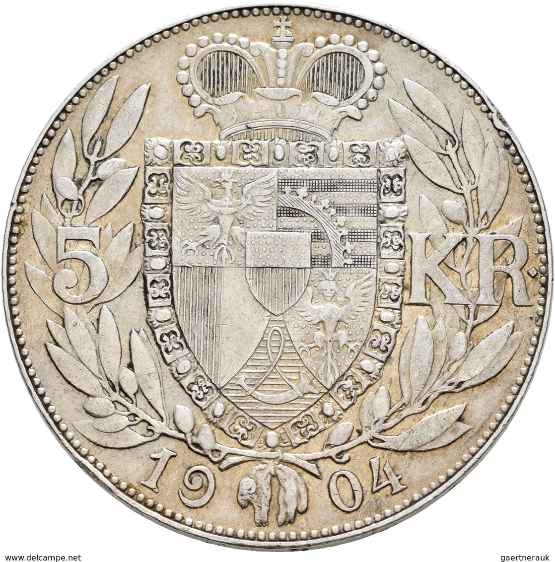 Liechtenstein: Johann II. 1858-1929: 5 Kronen 1904, HMZ 2-1376c, Randfehler, Sehr Schön. - Liechtenstein