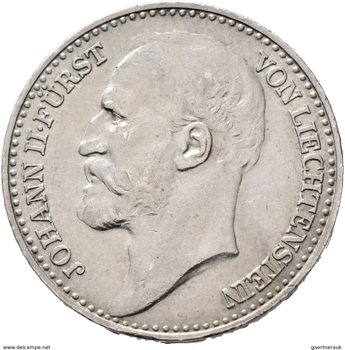 Liechtenstein: Johann II. 1858-1929: Lot 5 Stück; 2 Kronen 1912, 1 Krone 1900, 2 Franken 1924, 1 Fra - Liechtenstein