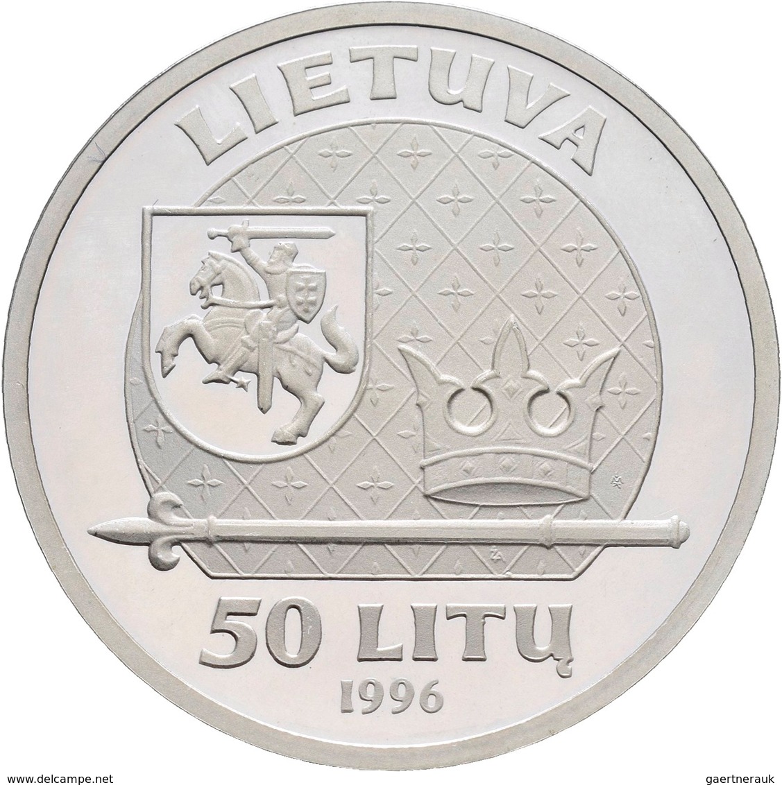 Litauen: 50 Litu 1996, König Mindaugas. KM# 102. In Kapsel, Ohne Etui/Zertifikat, Polierte Platte. - Litouwen