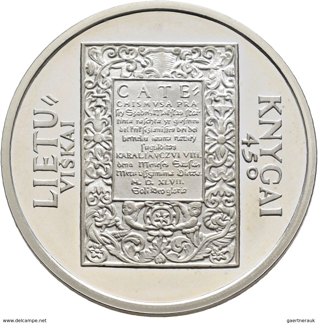 Litauen: 50 Litu 1997, 450 Jahre Erstes Litauisches Buch. KM# 104. In Kapsel, Ohne Etui/Zertifikat, - Litouwen