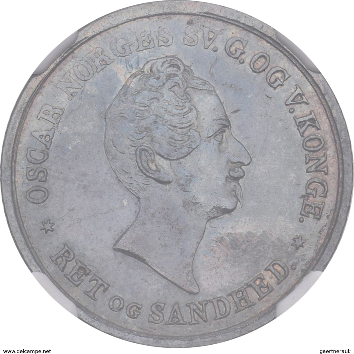 Norwegen: Oskar I. 1844-1859: 24 Skilling 1845, KM# 315.1, In NGC-Holder AU Details, Rev. Damage, Wu - Noorwegen