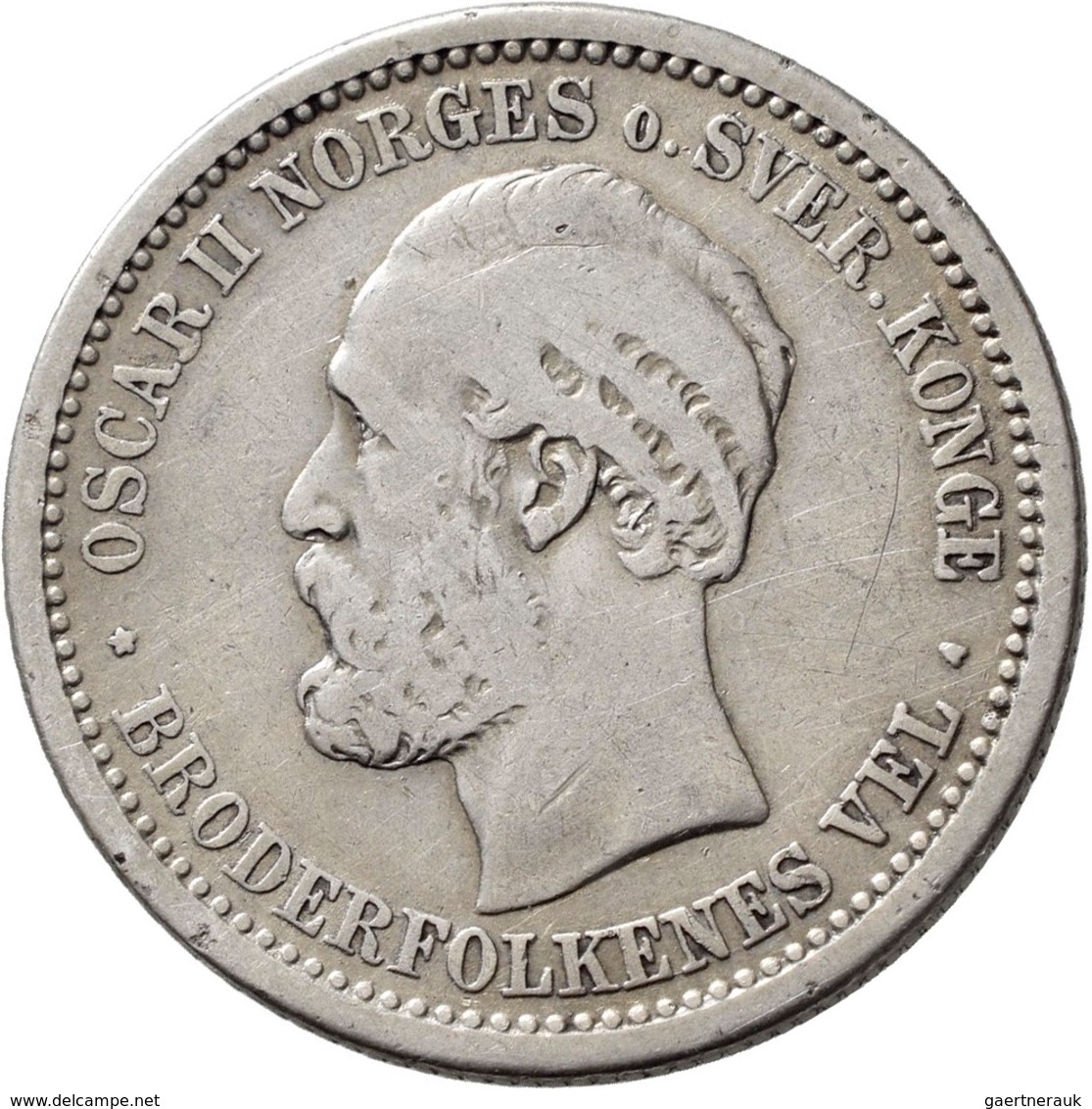 Norwegen: Oscar II. 1872-1905: Lot 3 Münzen: 10 Öre / 3 Sk. 1874, KM# 345; 50 Öre / 15 Sk. 1874, KM# - Norway