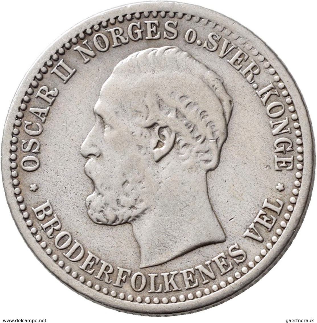 Norwegen: Oscar II. 1872-1905: Lot 3 Münzen: 10 Öre / 3 Sk. 1874, KM# 345; 50 Öre / 15 Sk. 1874, KM# - Norvège