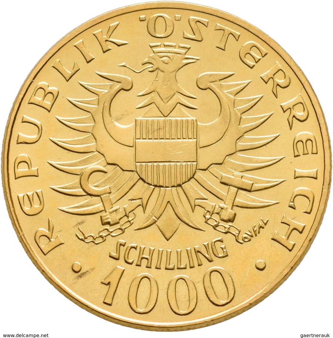 Österreich - Anlagegold: 2. Republik Ab 1945: 1000 Schilling 1976, Babenberger, KM# 2933, Friedberg - Oesterreich