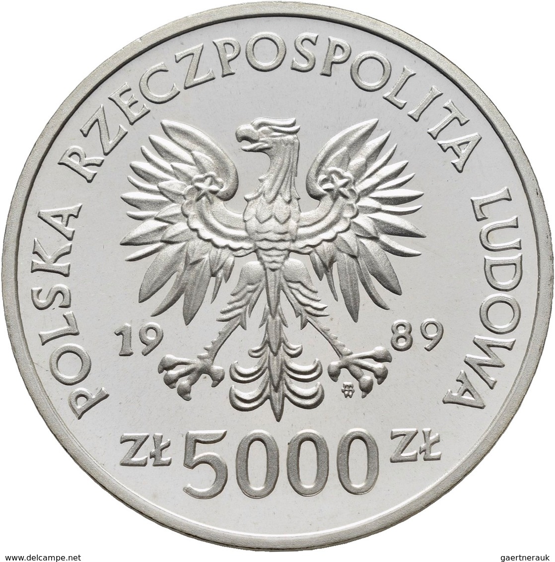 Polen: 5.000 Zlotych 1989, Wladyslaw II. Jagiello, KM# Y 198. Ohne Probeaufdruck - Selten, Auflage N - Pologne