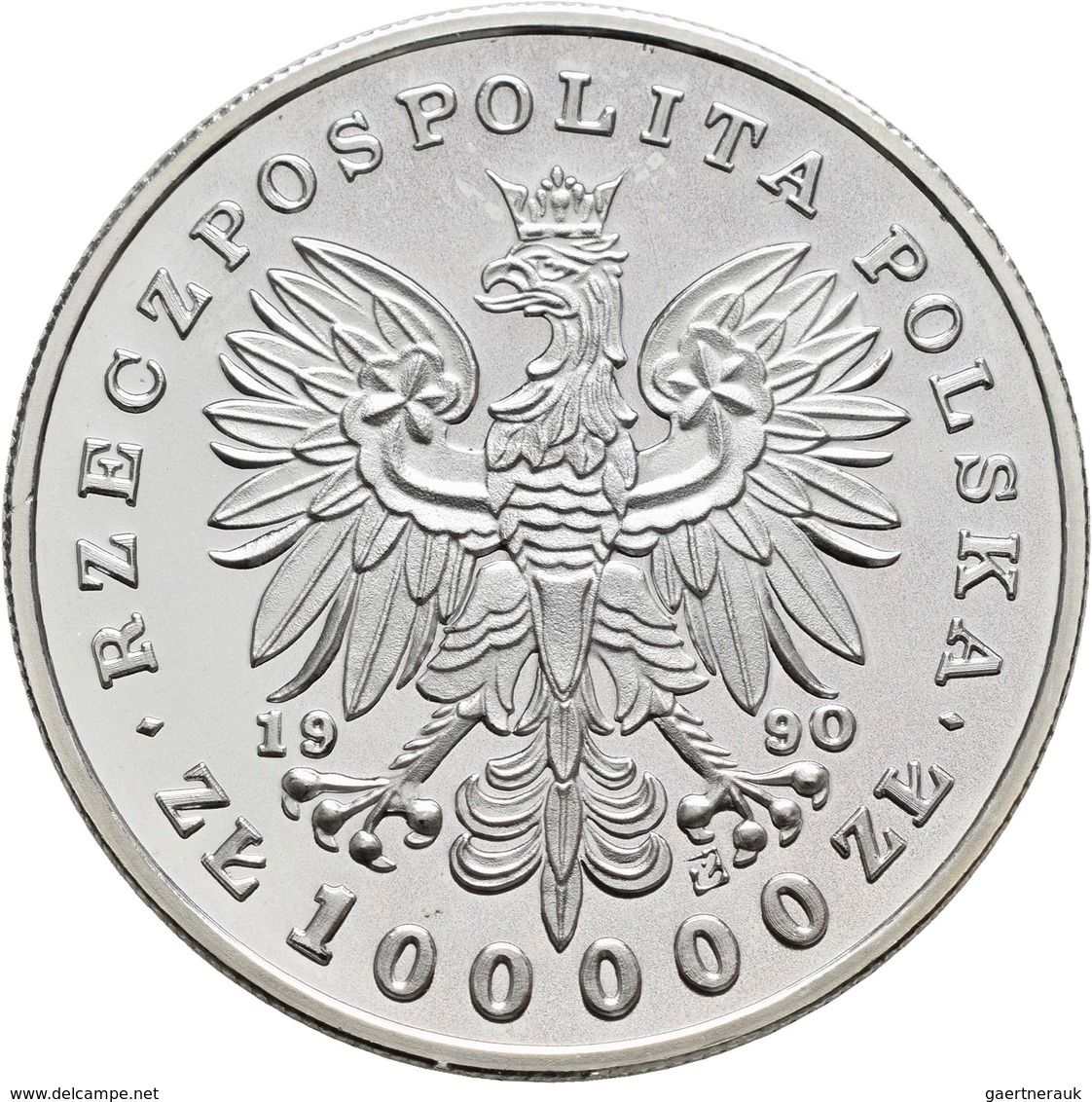 Polen: 100.000 Zlotych 1990, Fryderyk Chopin, KM# Y 199. Polierte Platte. - Pologne