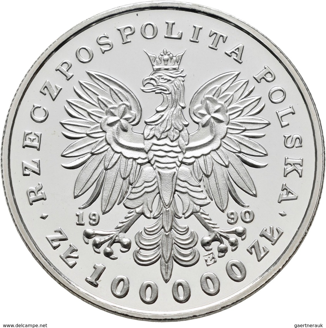 Polen: 100.000 Zlotych 1990, Marszalek Pilsudski, KM# Y 201. Polierte Platte. - Pologne