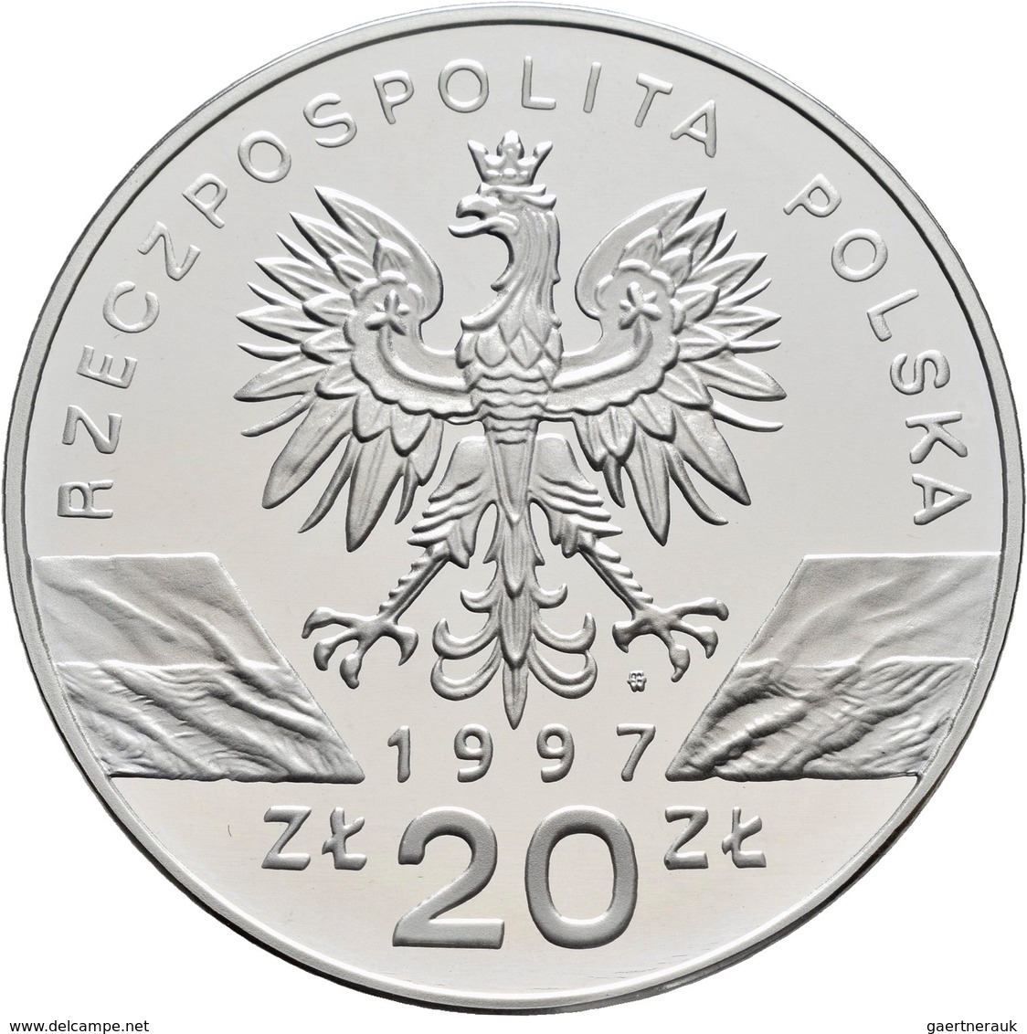 Polen: 20 Zlotych 1997, Hirschkäfer / Jelonek Rogacz / Lucanus Cervus, KM# Y 330. Polierte Platte. - Polen