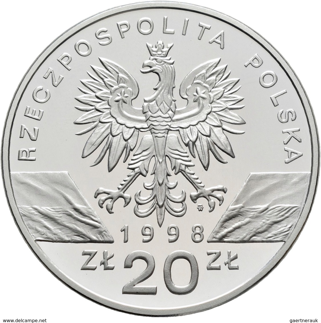 Polen: 20 Zlotych 1998, Kreuzkröte / Ropucha Paskowka / Bufo Calamita, KM# Y 343. Polierte Platte. - Pologne