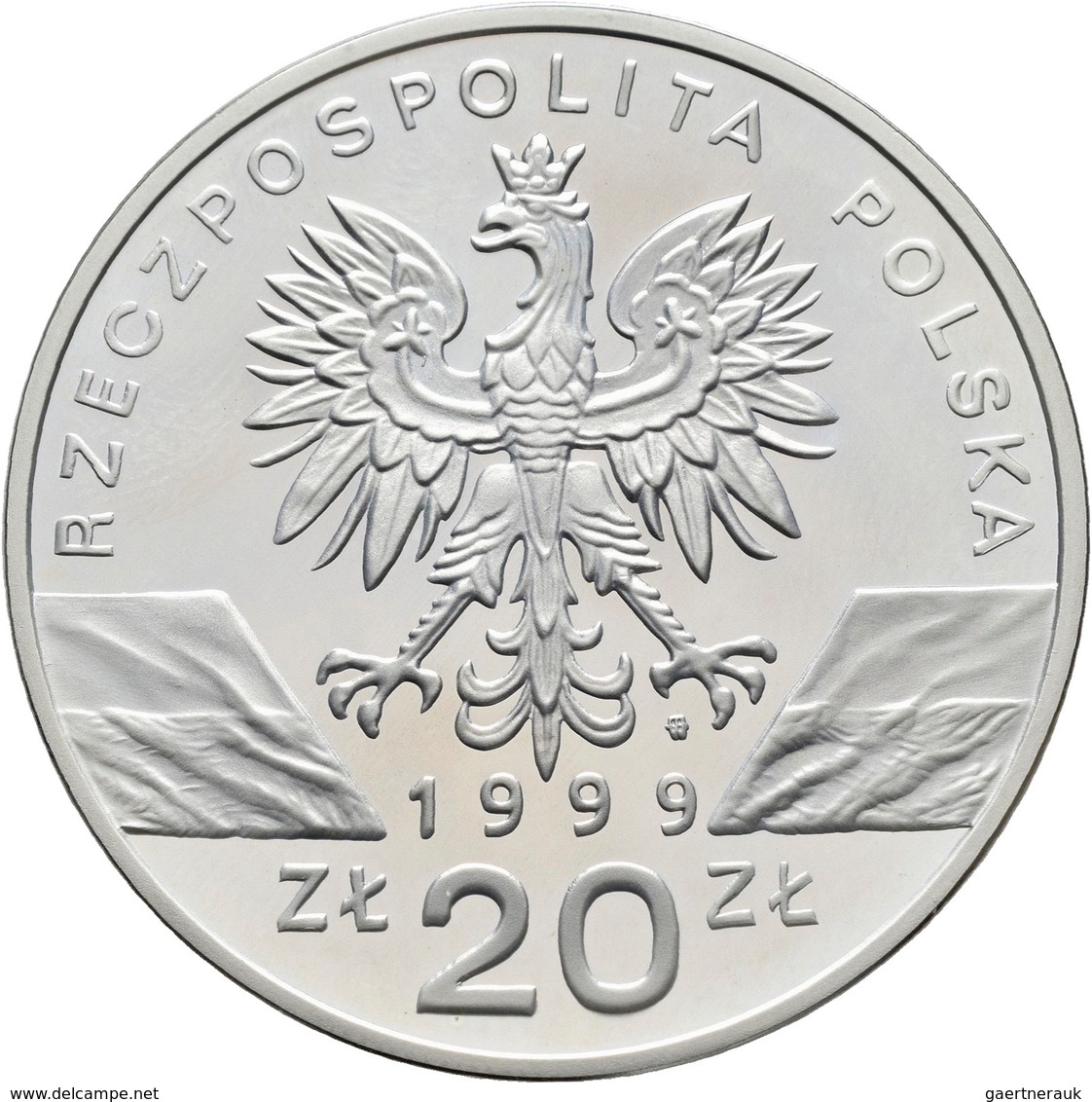 Polen: 20 Zlotych 1999, Wolf / Wilk / Canis Lupus, KM# Y 382. Polierte Platte. - Pologne