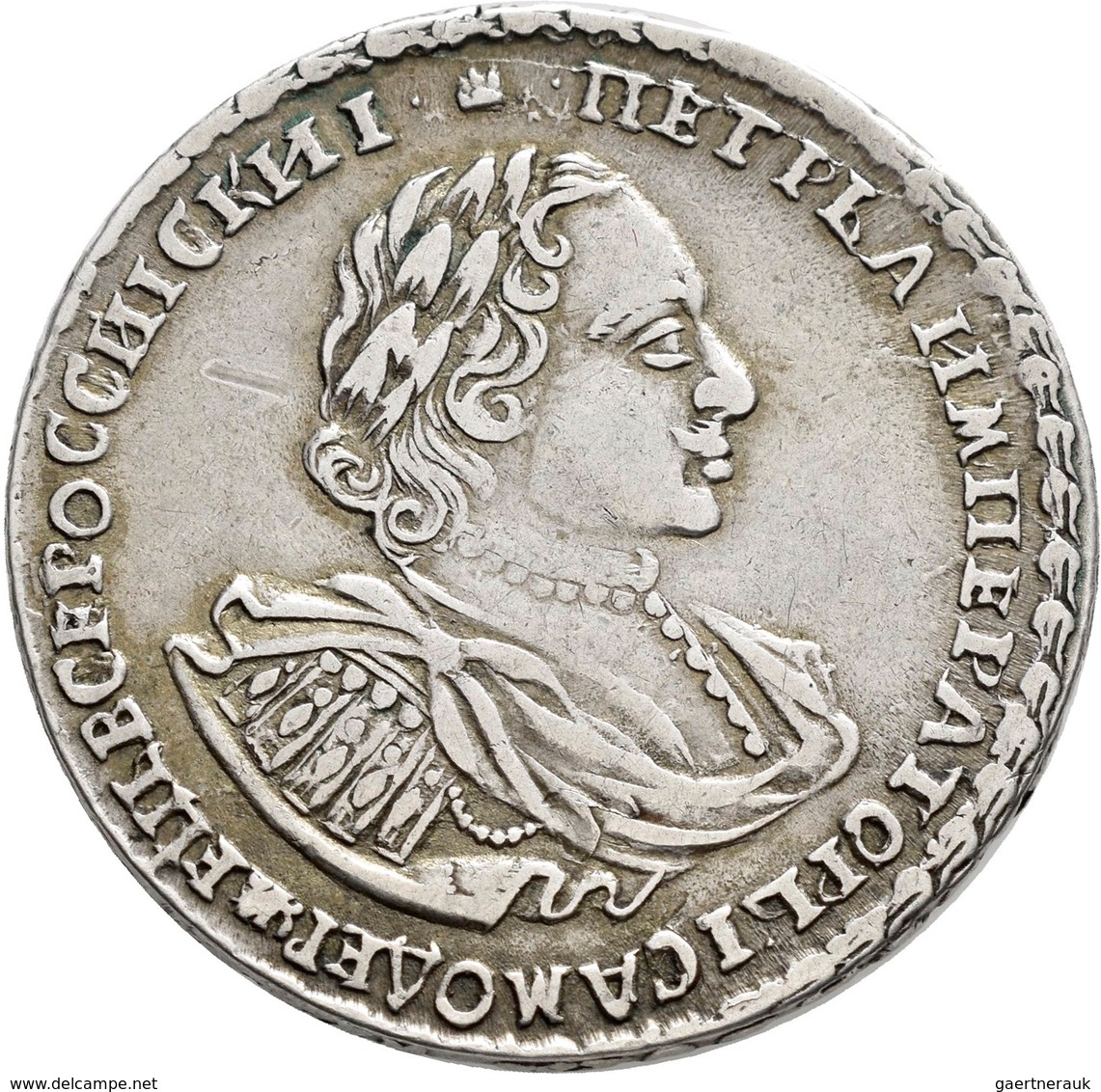 Russland: Peter I. Der Große, 1682-1725: ½ Rubel (Poltina) 1722 (kyryllisch, Jahreszahl Im Stempel A - Rusland