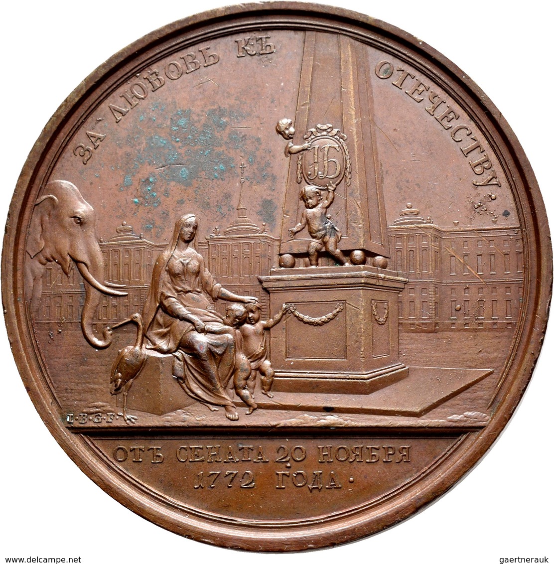 Russland: Katharina II. Die Große 1762-1796: Bronzemedaille 1772 V.Jaeger, Auf Den Russischen Geheim - Rusland