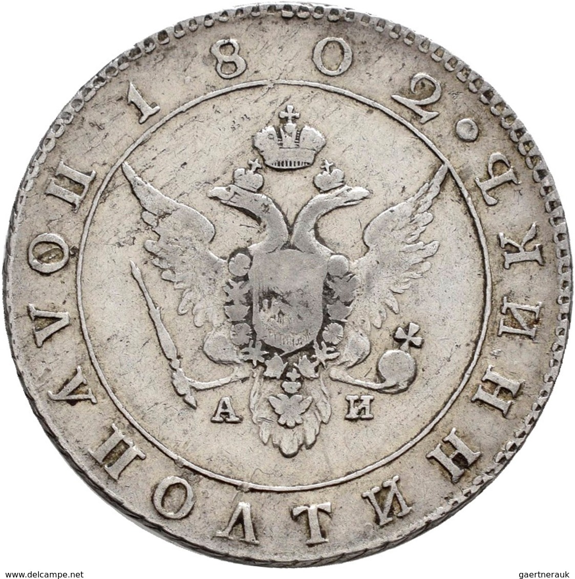 Russland: Alexander I. 1801-1825: ¼ Rubel (Polupoltinnik) 1802, St. Petersburg, Bitkin 49, Fast Sehr - Russland