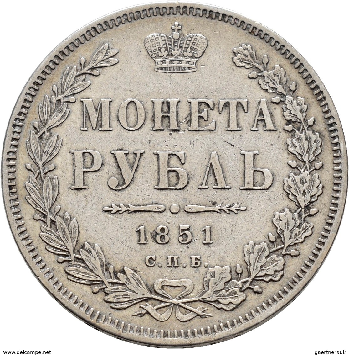 Russland: Nikolaus I. 1825-1855: Rubel 1851, St. Petersburg, Davenport 283, 20,47 G, Sehr Schön. - Russie