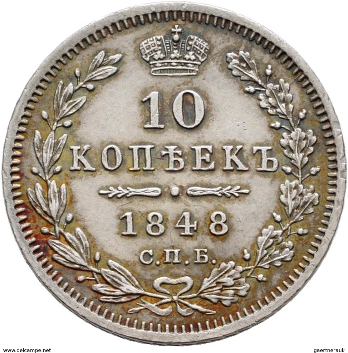 Russland: Nikolaus I. 1825-1855: 10 Kopeken 1845, St. Petersburg, 2,13 G, Bitkin 368, Winz. Kratzer, - Russland