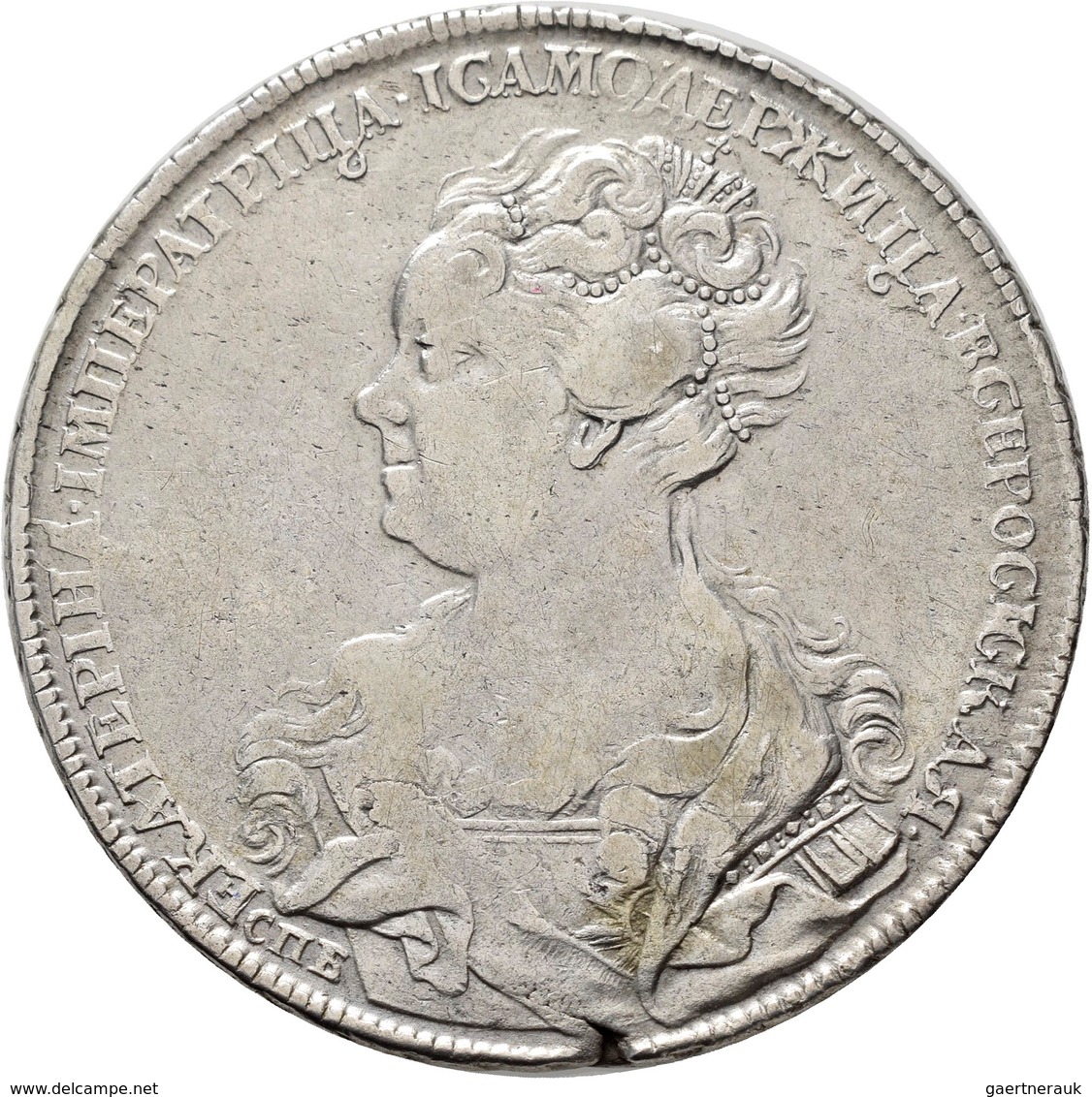 Russland: Katharina I. 1725-1727: Rubel 1725, Davenport 1664, 27,96 G, Schrötlingsfehler, Sehr Schön - Rusland
