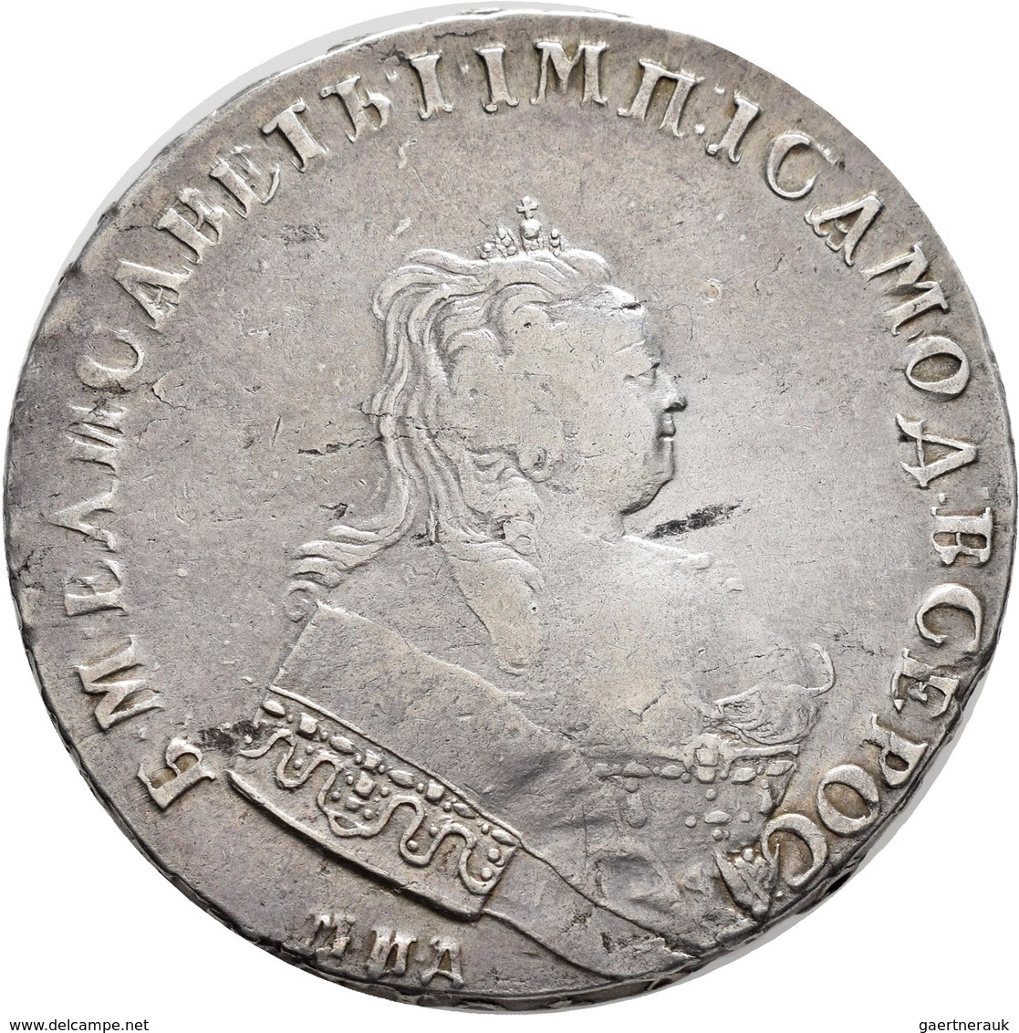 Russland: Elisabeth 1741-1762: Rubel 1743, Davenport 1677, 25,67 G, Schön-sehr Schön. - Russie