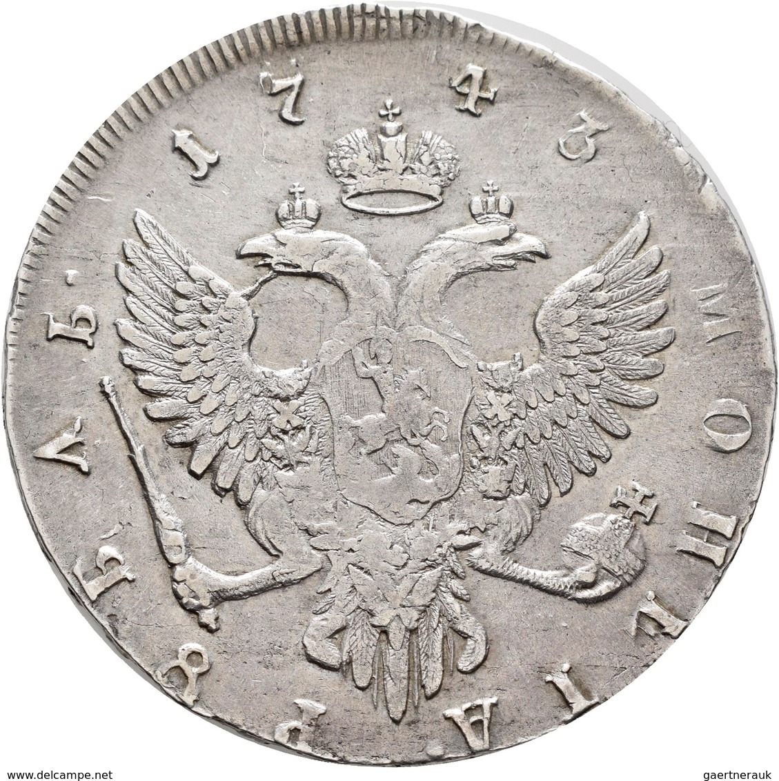 Russland: Elisabeth 1741-1762: Rubel 1743, Davenport 1677, 25,67 G, Schön-sehr Schön. - Russie