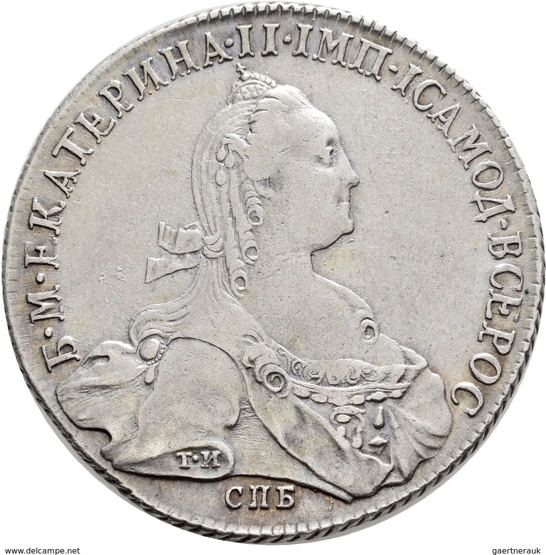 Russland: Katharina II. Die Große 1762-1796: Lot 2 Stück; 1 Rubel 1768 + 1 Rubel 1774; Davenport 168 - Rusland