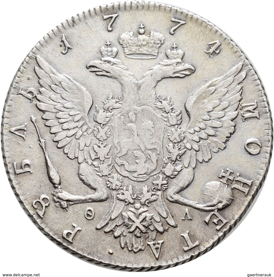 Russland: Katharina II. Die Große 1762-1796: Lot 2 Stück; 1 Rubel 1768 + 1 Rubel 1774; Davenport 168 - Rusland