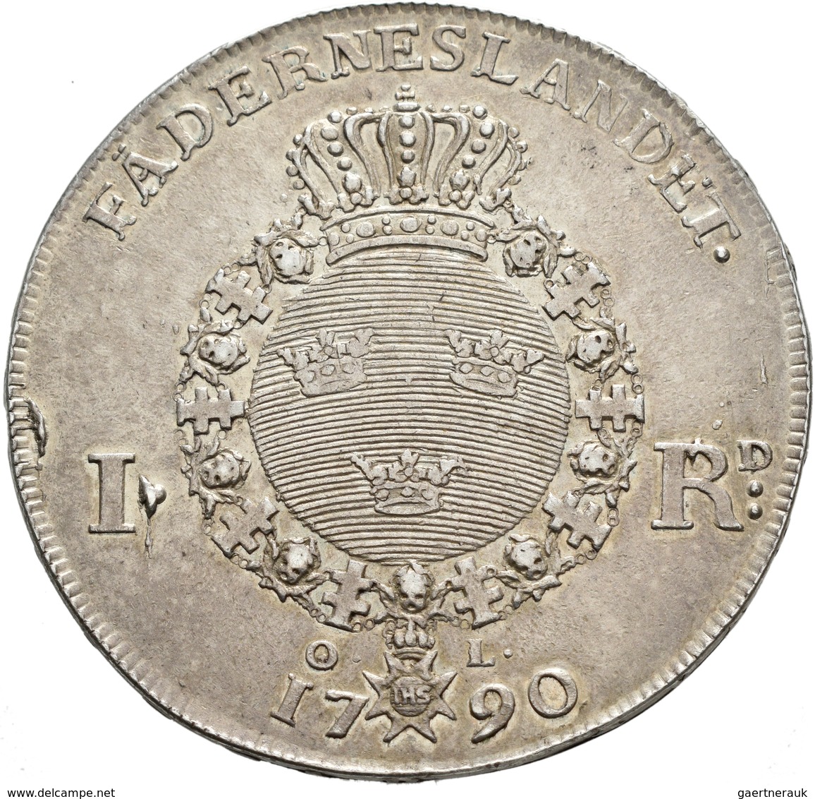 Schweden: Gustav III. 1771-1792: Riksdaler 1790, Stockholm, 29,29 G, Davenport 1736, Ahlström 52, Se - Suède