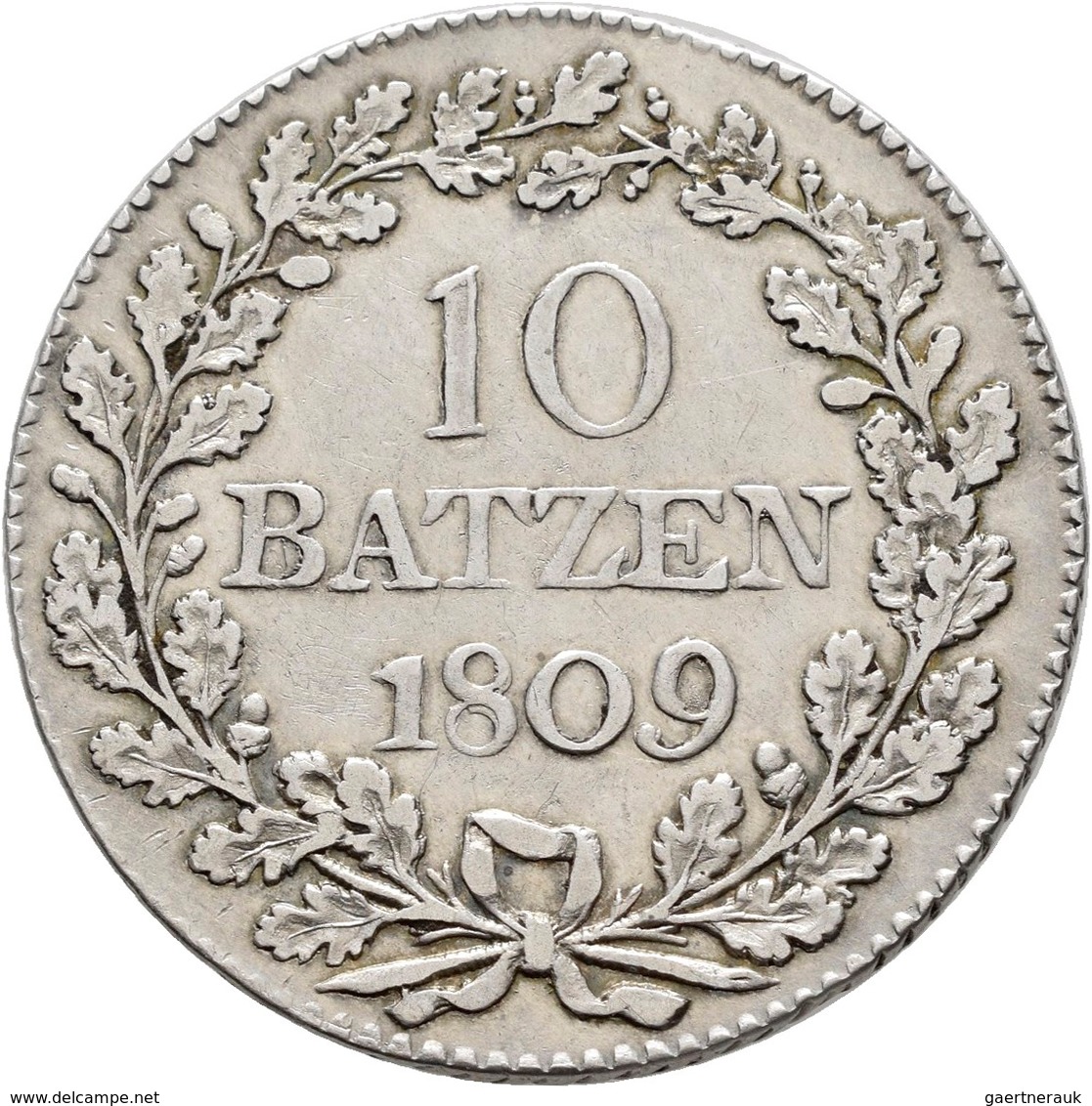 Schweiz: Aargau: 10 Batzen 1809, HMZ 2-21b, 7,21 G, Winzige Kratzer, Sehr Schön+. - Andere & Zonder Classificatie