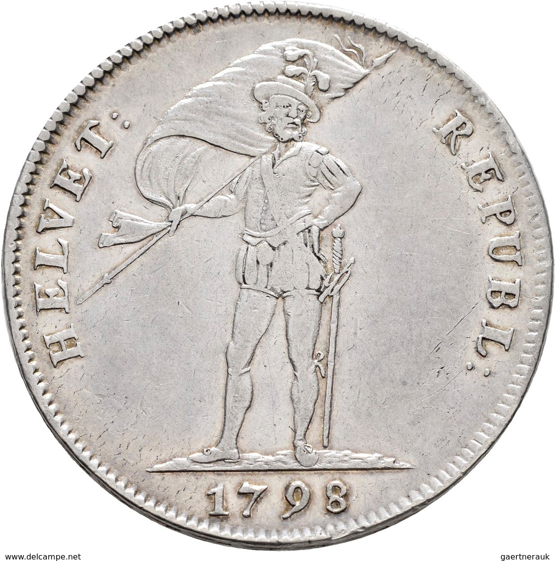 Schweiz: Helvetische Republik: Taler Zu 40 Batzen 1798 S, HMZ 2-1185a, 29,24 G, Sehr Schön. - Autres & Non Classés