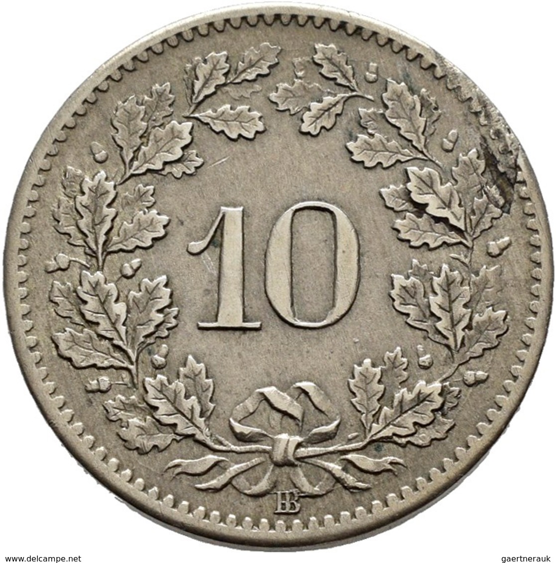 Schweiz: Lot 5 Stück; 2 Franken 1860, 1 Franken 1861, 1/2 Franken 1850, 20 Rappen 1859, 10 Rappen 18