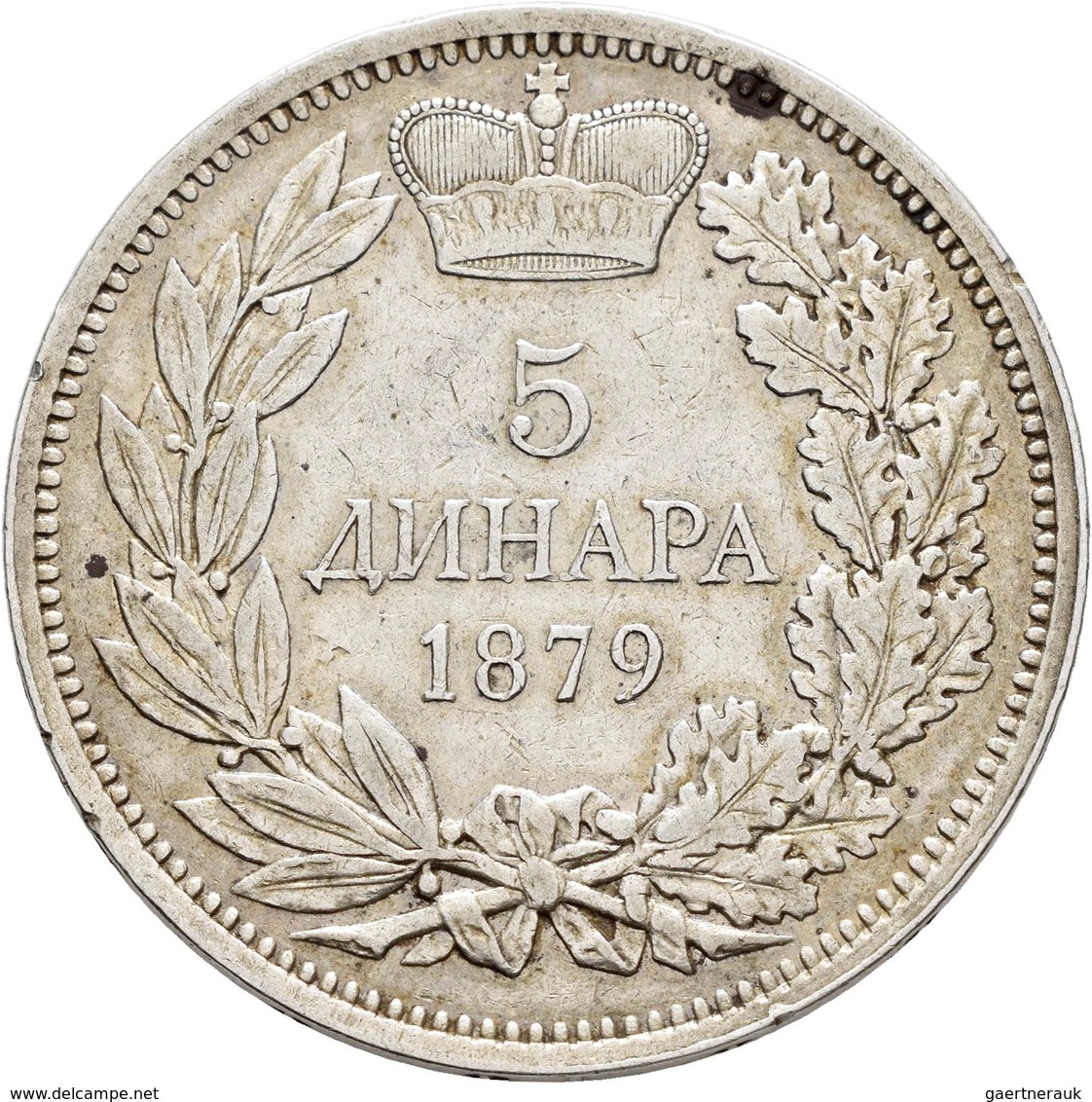 Serbien: Lot 2 Stück; 5 Dinara 1879 Und 5 Dinara 1904, 100-Jahrfeier Der Karageorge-Dynastie, Kratze - Servië