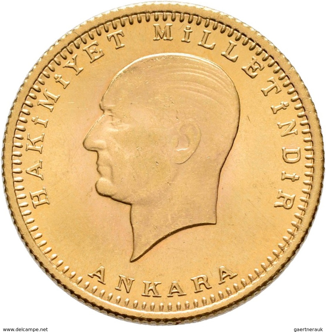 Türkei - Anlagegold: 100 Kurush 1923/37, Gold 917/1000, 7,22 G, KM# 855, Friedberg 205 (91), Vorzügl - Türkei
