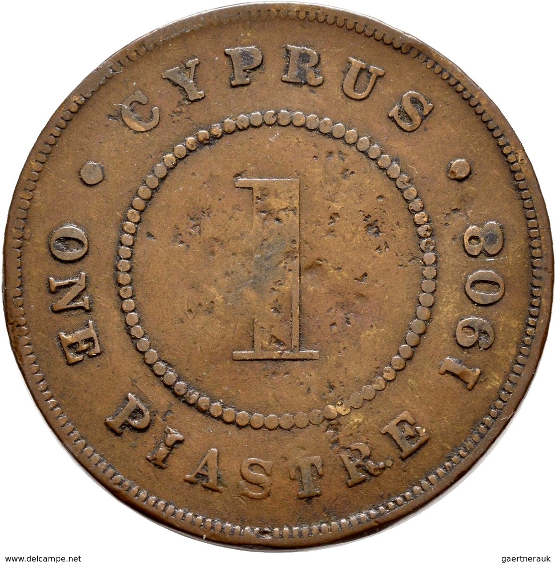 Zypern: Cyprus British Colony, Edward VII. 1901-1910: 1 Piastre 1908, KM# 12, Sehr Seltene Münze, Kl - Chypre