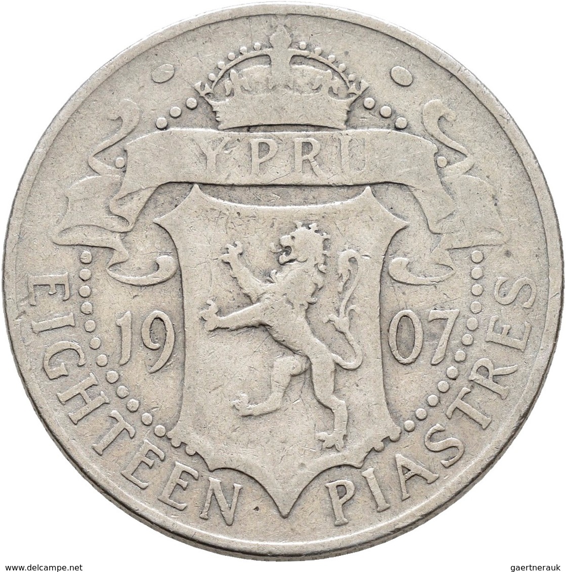 Zypern: Cyprus British Colony, Lot 4 X 18 Piastres, Dabei: Victoria 1901, Edward VII. 1907, Georg V. - Cyprus