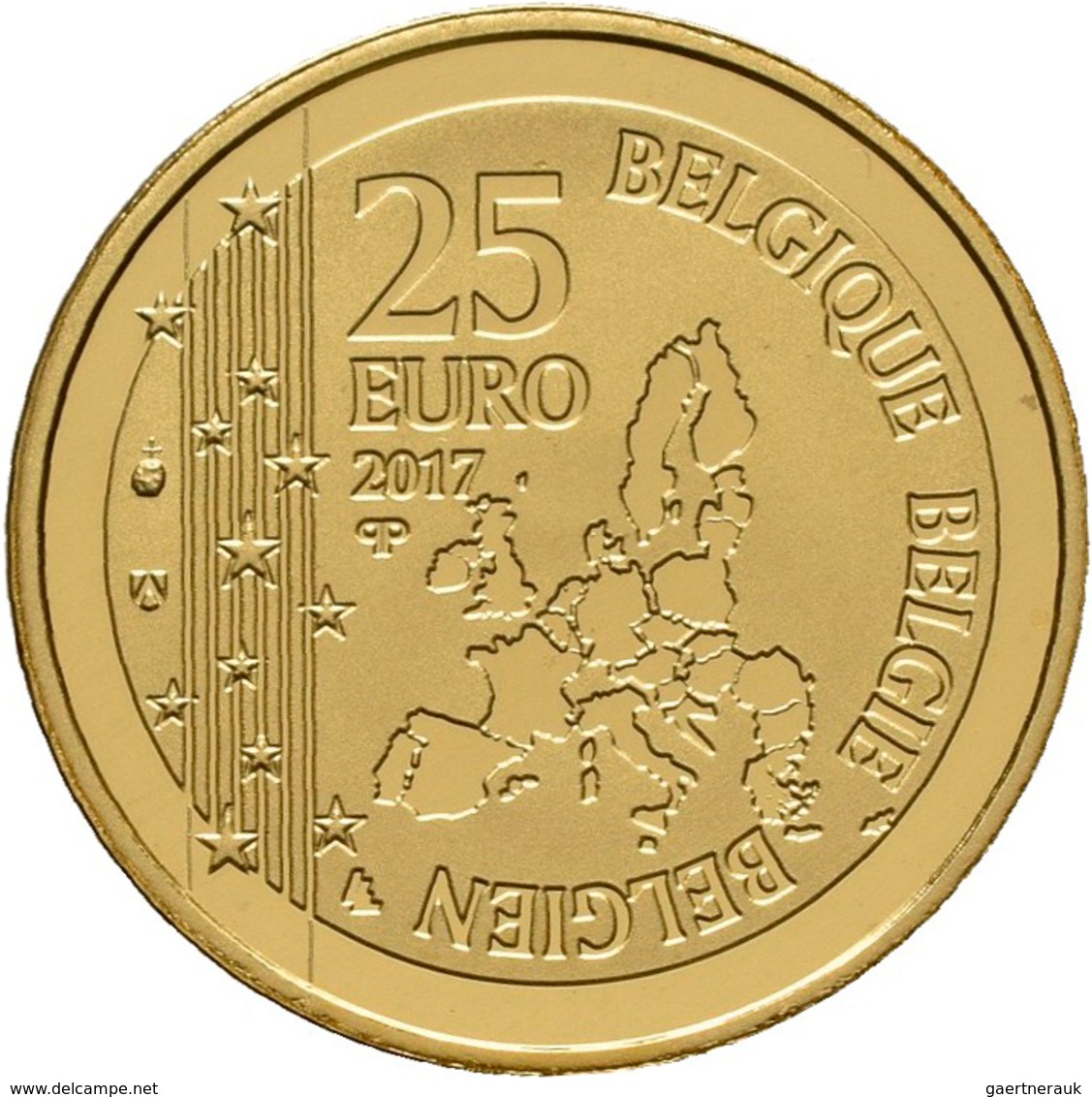 Belgien - Anlagegold: 25 Euro 2017, 1/10 Unze Vertrag Von Maastricht. 3,11 G, 999/1000 Gold, In Kaps - Belgique