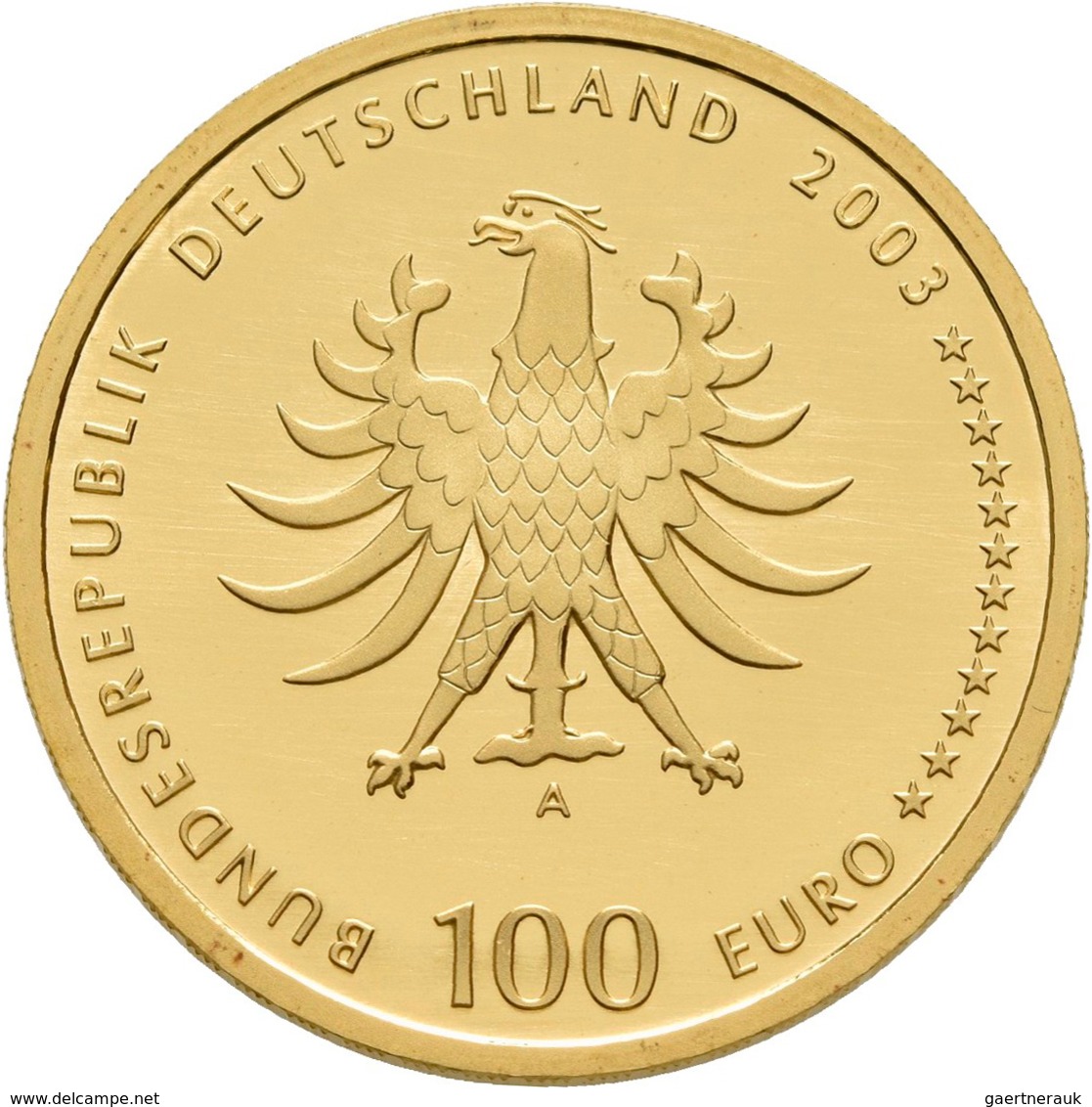 Deutschland - Anlagegold: 100 Euro 2003 Quedlinburg (A), In Originalkapsel Und Etui, Mit Zertifikat, - Deutschland