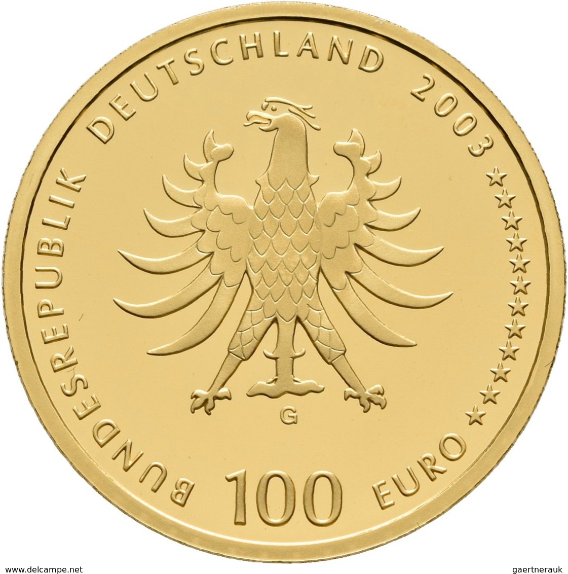 Deutschland - Anlagegold: 5 x 100 Euro 2003 Quedlinburg (A,D,F,G,J), in Originalkapsel und Etui, mit