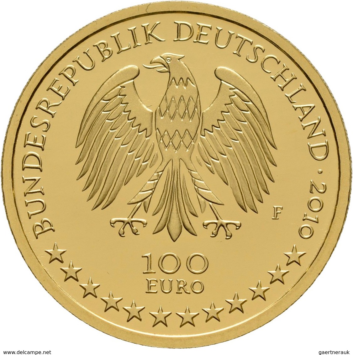 Deutschland - Anlagegold: 100 Euro 2010 Würzburger Residenz (F - Stuttgart), In Originalkapsel Und E - Allemagne