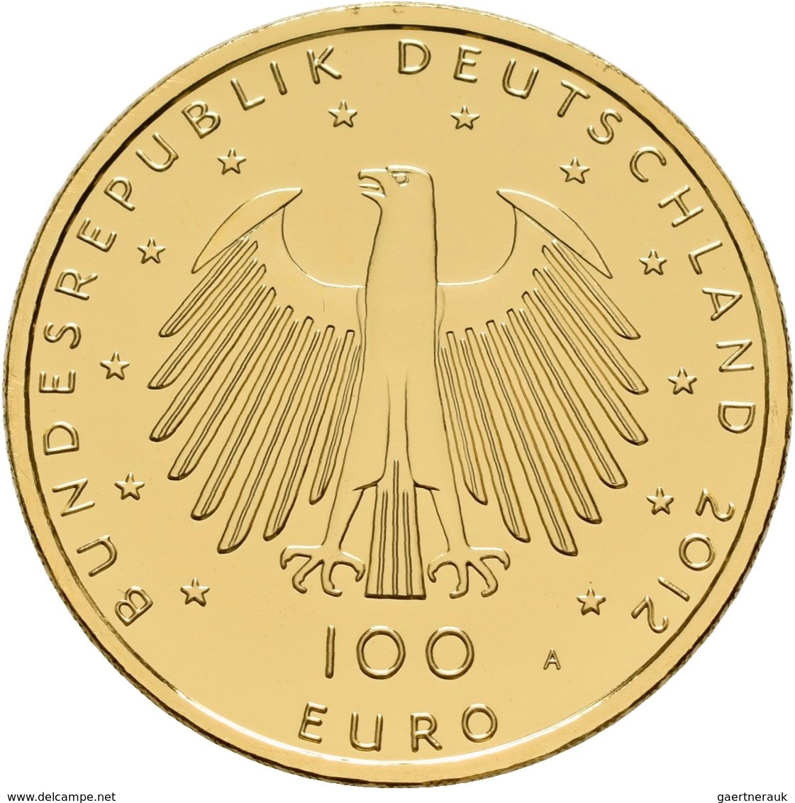 Deutschland - Anlagegold: 4 x 100 Euro 2012 Dom zu Aachen (A,A,J,J), in Originalkapsel und Etui, mit