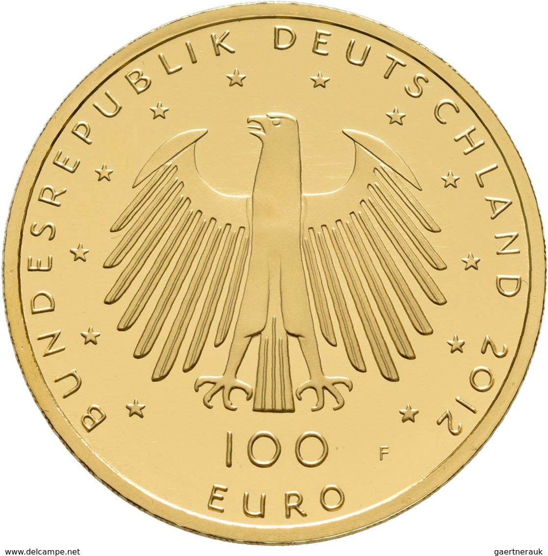 Deutschland - Anlagegold: 5 x 100 Euro 2012 Dom zu Aachen (A,D,F,J,J), in Originalkapsel und Etui, m