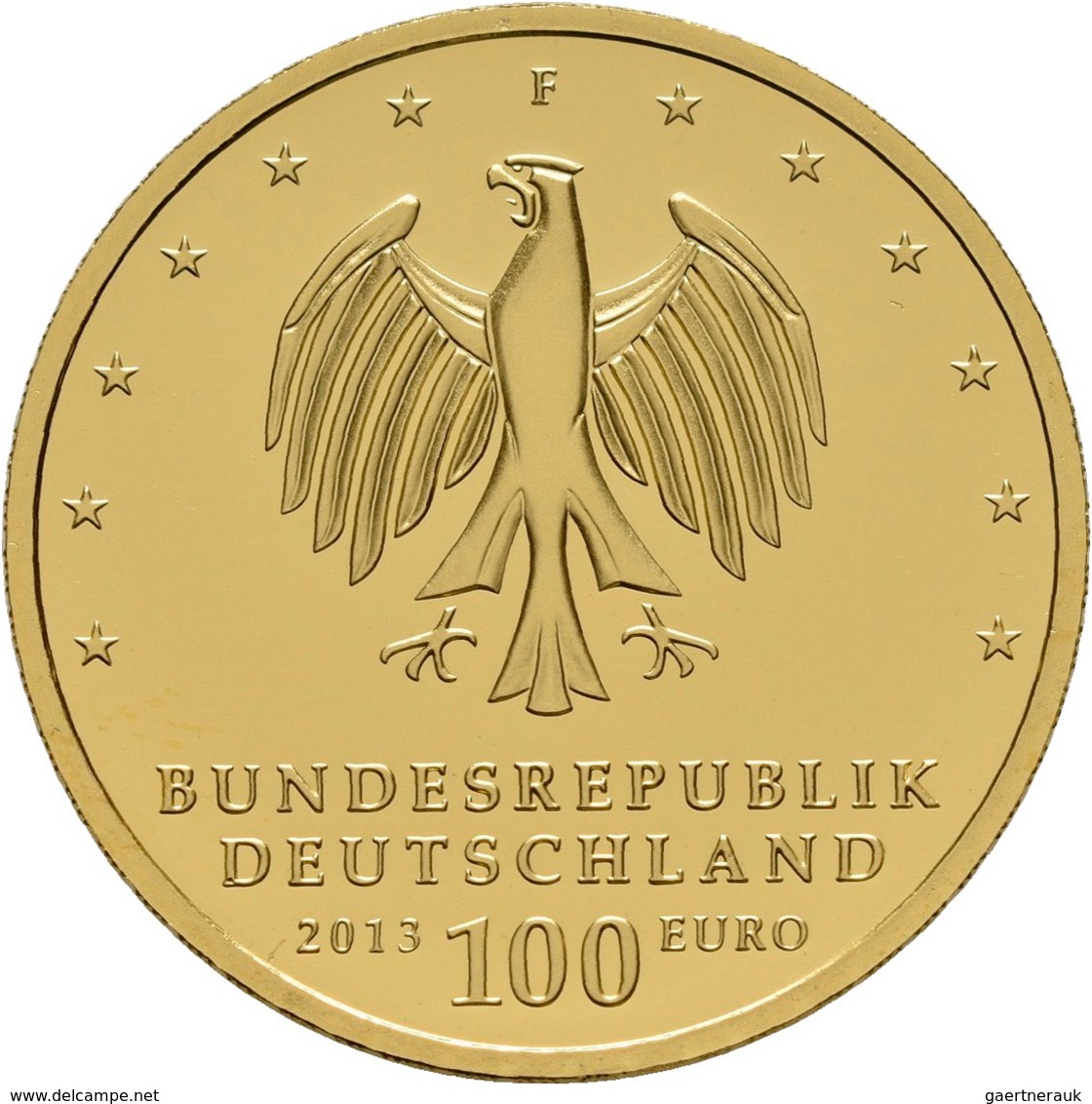 Deutschland - Anlagegold: 100 Euro 2013 Gartenreich Dessau-Wörlitz (F - Stuttgart), In Originalkapse - Allemagne